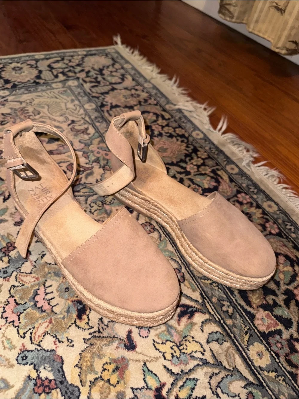 Naturalizer Blush/Taupe Ankle-Strap Espadrille Flats
